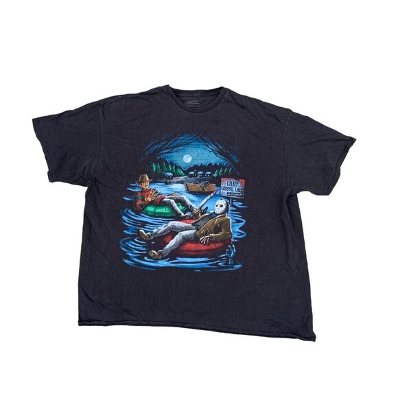 VINTAGE Nightmare on Elm Street X Friday the 13th Graphic Shirt XL - Picture 2 of 7